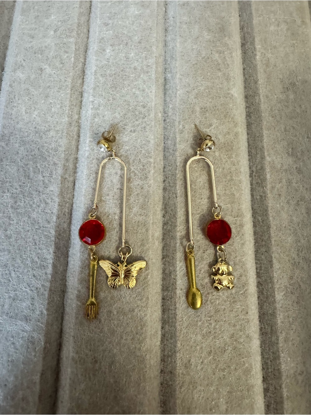One-of-a-Kind Handmade Vintage Charm Statement Earrings - Picture 3 of 8